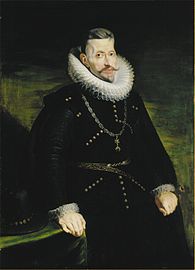 After Peter Paul Rubens. Portrait of Archduke Albert label QS:Lde,"Bildnis des Albrecht VII. von Österreich" label QS:Len,"Portrait of Archduke Albert" label QS:Lpl,"Portret arcyksięcia Alberta" label QS:Lnl,"Portret van aartshertog Albert" . circa 1616-1617. oil on canvas medium QS:P186,Q296955;P186,Q12321255,P518,Q861259 . 119 × 86 cm (46.8 × 33.8 in). Antwerp, Rubenshuis.