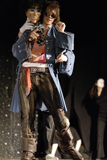 An actor portraying Zaphod in an amateur production of HHGTTG by Prudhoe's Really Youthful Theatre Company