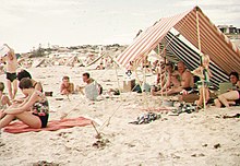 Adelaide beach scene 1965, an Esky may be seen at centre. Adelaide beach scene 1965.jpg