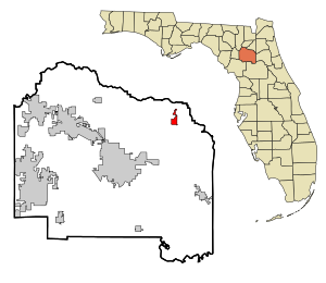 Alachua County Florida Incorporated and Unincorporated areas Waldo Highlighted.svg