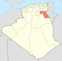 Letak Provinsi El Oued di Peta Aljazair
