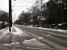 Atlanta during the winter storm Atlanta streets covered in snow, February 2014.JPG