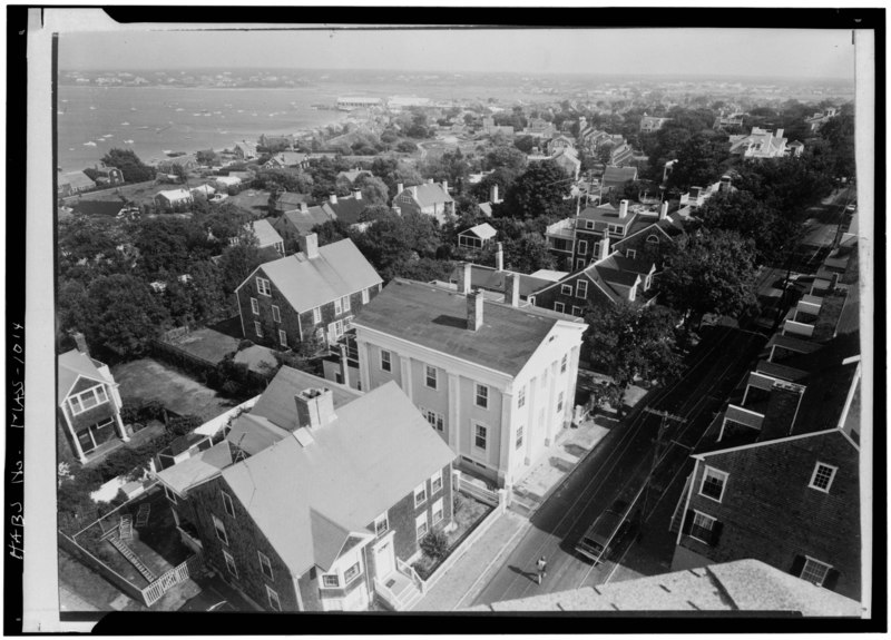 File:August, 1970 VIEW FROM TOP OF UNITARIAN CHURCH OF ORANGE STREET PARTICULARLY NOS. 12, 14 AND 14 1-3, AND THE HARBOR - Orange and Union Streets Neighborhood Study, 8-31 Orange HABS MASS,10-NANT,76-4.tif