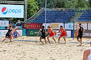 Deutsch: Beachhandball Europameisterschaften 2019 (Beach handball Euro); Tag 2: 3. Juli 2019 – Männer, Vorrunde Gruppe B, Serbien-Portugal 2:0 (20:15, 88:17) English: Beach handball Euro; Day 2: 3 July 2019 – Men Preliminary Round Group B - Serbia-Portugal 2:0 (20:15, 88:17)