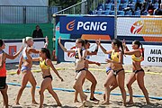 Deutsch: Beachhandball Europameisterschaften 2019 (Beach handball Euro); Tag 2: 3. Juli 2019 – Frauen, Vorrunde Gruppe C, Spanien-Griechenland 2:1 (12:20, 18:16; 8:2) English: Beach handball Euro; Day 2: 3 July 2019 – Women Preliminary Round Group C – Spain-Greece 2:1 (12:20, 18:16; 8:2)