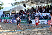 Deutsch: Beachhandball Europameisterschaften 2019 (Beach handball Euro); Tag 4: 5. Juli 2019 – Männer, Viertelfinale, Russland-Polen 2:0 (30:22, 19:18) English: Beach handball Euro; Day 4: 5 July 2019 – Quarter Final Men – Russia-Poland 2:0 (30:22, 19:18)