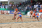 Deutsch: Beachhandball Europameisterschaften 2019 (Beach handball Euro); Tag 5: 6. Juli 2019 – Frauen, Halbfinale, Ungarn-Niederlande 2:0 (19:16, 15:12) English: Beach handball Euro; Day 5: 6 July 2019 – Semifinal Women – Hungary-Netherlands 2:0 (19:16, 15:12)