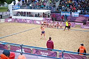 Deutsch: Beachhandball bei den Olympischen Jugendspielen 2018; Tag 5, 10. November 2018; Mädchen, Hauptrunde - Kroatien-Niederlande 1:2 English: Beach handball at the 2018 Summer Youth Olympics at 11 October 2018 – Girls Main Round – Croatia-Netherlands 1:2