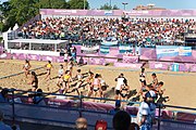 Deutsch: Beachhandball bei den Olympischen Jugendspielen 2018; Tag 3, 9. Oktober 2018; Jungs, Vorrunde, Gruppe B - Argentinien-Hongkong 2:0 English: Beach handball at the 2018 Summer Youth Olympics at 9 October 2018 – Girls Preliminary Round Group B – Argentina-Hing Kong 2:0