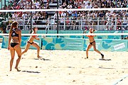 Deutsch: Beachvolleyball bei den Olympischen Jugendspielen 2018; Tag 9, 15. Oktober 2018; Mädchen, Viertelfinale: USA-Spanien 2–1 (21–19/17–21/15–9) English: Beach volleyball at the 2018 Summer Youth Olympics at 15 October 2018 – Girls Quarterfinals: USA-Spain 2–1 (21–19/17–21/15–9)