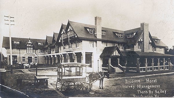 The Bisonte Hotel, built in 1906 and closed in 1946. It was the Harvey House and Santa Fe Railroad station in Hutchinson.