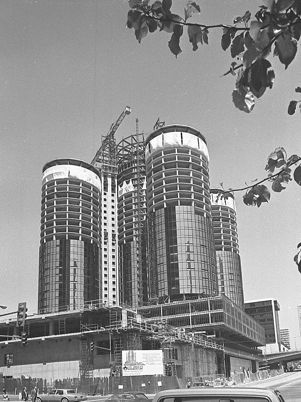 The hotel under construction in 1976