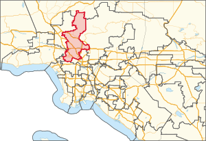 California's 30th congressional district in Greater Los Angeles (since 2023).svg