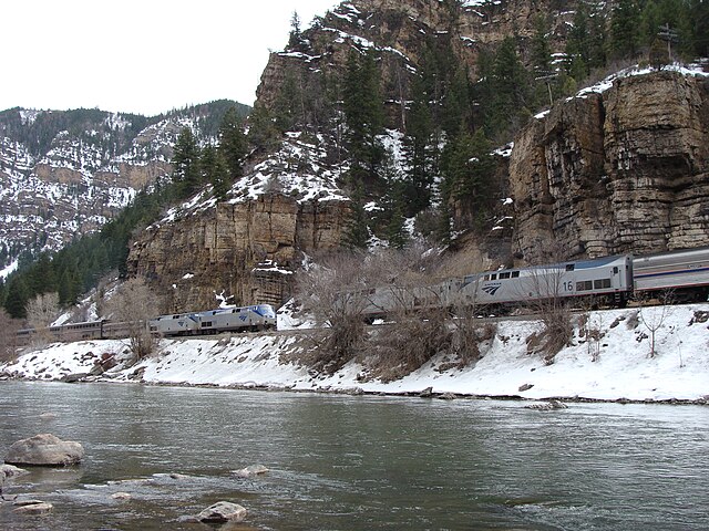 Amtrak California Zephyrs in Glenwood Canyon