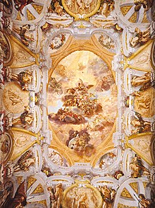 Apotheosis of Hercules, ceiling fresco by Canuti. Canuti Hercules acogido en el Olimpo Palazzo Pepoli Campogrande.JPG