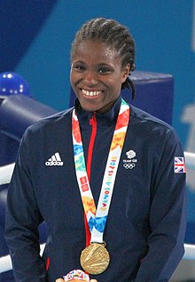 Caroline Dubois at the 2018 Summer Youth Olympics - Girls' lightweight Victory Ceremony.jpg