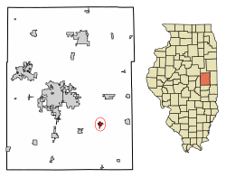 Localização de Sidney em Champaign County, Illinois.