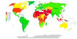 Circumcision Prevalence using red for the most circumcising countries