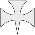 Hegyesvégű talpas kereszt (fr: croix pattée fichée, de: Nagelspitzkreuz, Nagelspitzentatzenkreuz)