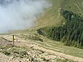 Le col des Ayes depuis les lacets montant à la Dent de Crolles.