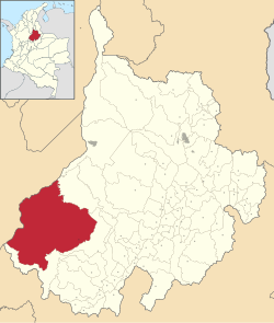 Location of the municipality and town of Cimitarra in the Santander Department of Colombia.