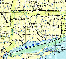 Mapa de Connecticut y de sus ocho condados.