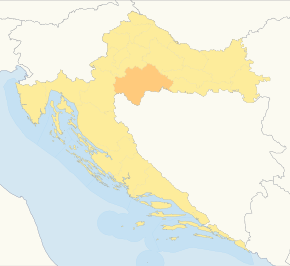 Harta cantonului Sisak-Moslavina în cadrul Croației