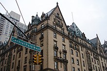 The Dakota served as a stand-in for exterior shots of the fictional Bramford Building Dakota Building (98553522).jpg