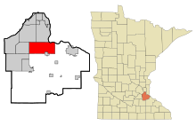 Dakota County Minnesota Sisällytetyt ja rekisteröimättömät alueet Rosemount Highlighted.svg