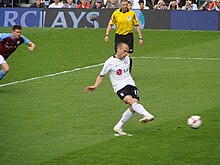Murphy taking a penalty kick for Fulham in 2009 Danny Murphy scores a penalty against Villa.jpg