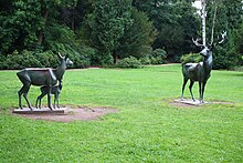 The bronze deer group in the Kartausgarten in Eisenach