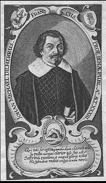 Dilherr als Professor in Jena, Kupferstich von 1640 (Quelle: Wikimedia)