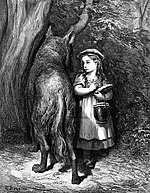 Gustave Doré's illustration to the European fairy tale Little Red Riding Hood.