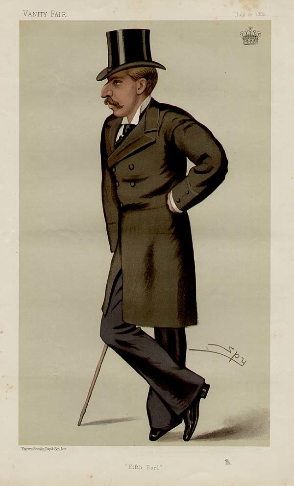 "Fifth Earl": The Earl of Ilchester as caricatured by Spy (Leslie Ward) in Vanity Fair, July 1882.