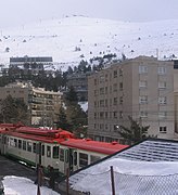 View of the train station of the Puerto de Guadarrama (in Winter)