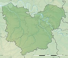 Mapa konturowa Eure, w centrum znajduje się punkt z opisem „Évreux”