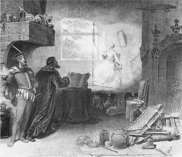 The vision of Marguerite as staged at Covent Garden in 1864 with Jean-Baptiste Faure as Méphistophélès and Giovanni Mario as Faust