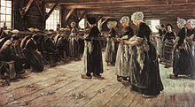Flachsscheuer in Laren 1887; gemeinschaftliche Arbeit als immer wiederkehrendes Sujet