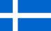 Drapeau des Shetland : croix blanche sur fond bleu.