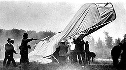 Wreckage of the Wright Flyer that took the life of Tom Selfridge Fort Myer Wright Flyer crash.jpg