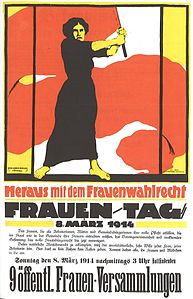 Cartell del Dia Internacional de la Dona del 8 de març de 1914, reclamant el dret de vot de les dones