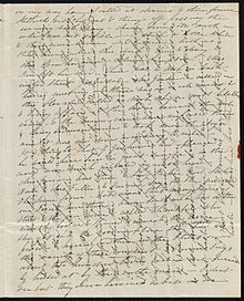 Cross-hatched letter of 1837, Massachusetts, USA. From Caroline Weston to Deborah Weston; Friday, March 3, 1837 p3.jpg