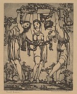 Fruit Bearers by Cleo Damianakes, etching in brown-black, c.1923. National Gallery of Art.