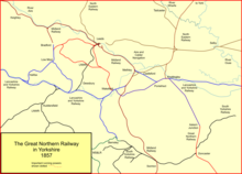 The GNR sysytem in Yorkshire in 1857 GNR yorks 1857.png