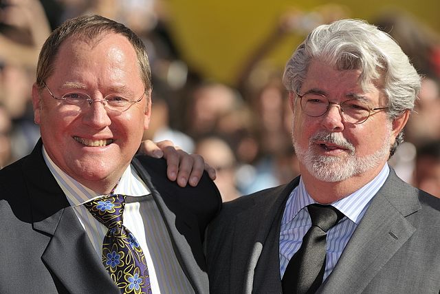 Lasseter with George Lucas at the Venice Film Festival in 2009