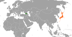 Map indicating locations of Georgia and Japan