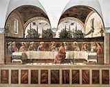 Д. Гирландайо. Последний ужин Христа с учениками. Ок. 1486. Фреска трапезной монастыря Сан-Марко, Флоренция