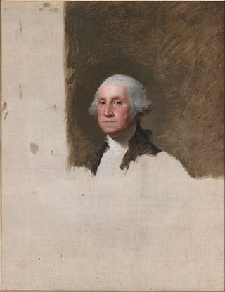 <i>Athenaeum Portrait</i> 1796 unfinished portrait of George Washington by Gilbert Stuart