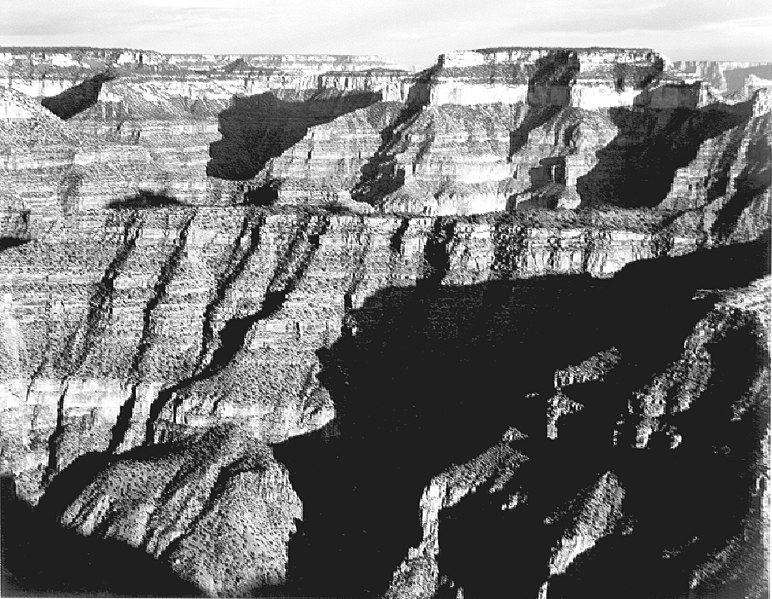 File:Grand Canyon from N. Rim 1941 closer view of cliff formation 05.jpg