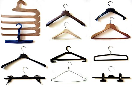 Various clothes hangers